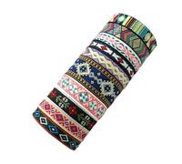 FackLOxc Set di 10 braccialetti dell'amicizia in stile bohémien, realizzati a mano, colorati, in tessuto, regolabili, per donne e ragazzi, Poliestere, corda di canapa, come descritto