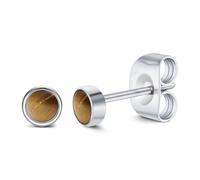 FACOKO Orecchini a perno in titanio con occhio di tigre, ipoallergenici, adatti per orecchie sensibili, accessorio semplice e versatile, Tiger's Eye - 4mm, Titanio Titani Occhio di tigre, occhio di