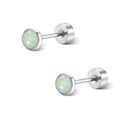 FACOKO Orecchini da donna con retro piatto in avventurina Orecchini a perno con retro piatto in acciaio al titanio da 5 mm Orecchini a perno ipoallergenici verdi Gioielli minimalisti e delicati Regalo