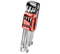 Facom Set di chiavi combinate 440.JP8 8 pz (8,10,11,12,13,14,17,19 mm) forcella 15° custodia rosso/nero