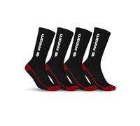 Facom Calzini da lavoro da uomo, calzini alti da uomo, doppio rinforzo e resistente (set di 4), nero, bianco, rosso, taglia, Nero, 39-42