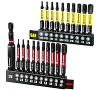 Facoow Set di punte esagonali, S2 in lega di acciaio con punte magnetiche, codolo esagonale 1/4 2,con estensione da 2,3", lavorazione CNC di precisione, 20+1 confezione (metrica e SAE)