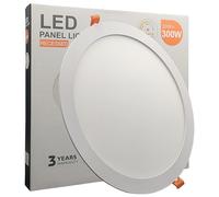 FactorLED Downlight LED circolare 30 W (300 W) Slim, Ø300 x 22 mm, 3300 lm, piastra rotonda da incasso, pannello extra piatto, taglio soffitto Ø280 mm, luce selezionabile 2700 K-4000 K-5700 K (CCT)