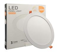 FactorLED Downlight LED Soffitto da incasso circolare Slim 24 cm 26 W (260 W), pannello rotondo da incasso, piastra extra sottile, luce selezionabile 2700 K-4000 K-5700 K (CCT) (1, Ø240 mm)