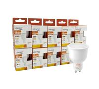 FactorLED Lampadina LED GU10, 10W, confezione da 10 pezzi, 1200lm, 220V, lampada Dicroica, angolo di apertura 110° (2700K)