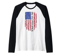 Facts Over Feelings Flag Sign USA God Family Country Freedom Maglia con Maniche Raglan