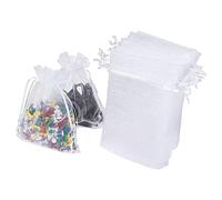 FACULX: 100 sacchetti in organza bianchi, per bomboniere, con coulisse, per gioielli, caramelle, idea regalo