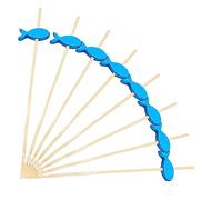 FACULX Bastoncini decorativi in legno di bambù da 11,9 cm per antipasti Fancy Cocktail Party Blue Fish Stuzzicadenti, plettri da cocktail lunghi in legno a tema per forniture per feste
