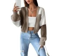 FACULX Cardigan a righe da donna a blocchi di colore maglieria manica lunga | Casual estate per top per vacanze, spiaggia, vacanze, ciclismo, fitness, vestibilità regolare, tessuto in poliestere