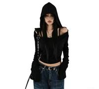 FACULX Felpa con cappuccio elasticizzata a maniche lunghe da donna S-L | 90% poliestere 10% spandex, tessuto altamente elasticizzato, morbido al tatto, vestibilità regolare, taglie dalla S alla L