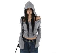 FACULX Felpa con cappuccio elasticizzata a maniche lunghe da donna S-L | 90% poliestere 10% spandex, tessuto altamente elasticizzato, morbido al tatto, vestibilità regolare, taglie dalla S alla L