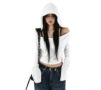 FACULX Felpa con cappuccio elasticizzata a maniche lunghe da donna S-L | 90% poliestere 10% spandex, tessuto altamente elasticizzato, morbido al tatto, vestibilità regolare, taglie dalla S alla L