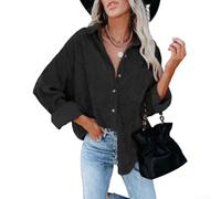 FACULX Giacca da donna in velluto a coste retrò a maniche lunghe rovesciata | Colletto Camicetta Elegante Casual Ufficio per top Tinta unita Primavera Autunno Outwear per il pendolarismo
