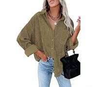 FACULX Giacca da donna in velluto a coste retrò a maniche lunghe rovesciata | Colletto Camicetta Elegante Casual Ufficio per top Tinta unita Primavera Autunno Outwear per il pendolarismo