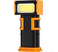 FACULX Lampada da lavoro ricaricabile con display LCD, testa girevole a 180 gradi, base magnetica per superfici metalliche, ricarica rapida di tipo C, lampada LED portatile (arancione)