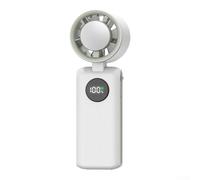 FACULX Mini ventilatore portatile turbo, 6000 mAh, ricaricabile tramite USB, ventola di raffreddamento da collo, velocità del vento 10 m/s, regolabile a 135°, per viaggio/casa/ufficio (bianco)