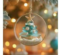 FACULX Ornamento natalizio costiero per presepe di nascita di Gesù, fatto a mano, in acrilico, decorazione a tema spiaggia con conchiglie e stelle marine, decorazione per albero delle vacanze (C)