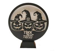 FACULX Portacandele a LED in legno per Halloween con motivi di proiezione, alimentato tramite USB, decorazione da tavolo per la casa e la decorazione delle feste, 25 x 20 cm (la zucca malvagia)