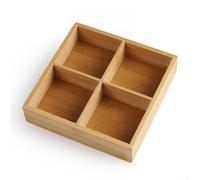 FACULX Vassoio divisorio in legno naturale con 4/6/9 scomparti per barbecue, verdure, snack e tè, per cucina domestica e ristorante (22 x 22 x 5 cm)