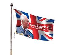 FacynCoronation del Re Carlo, Bandiera 'incoronazione del Re Carlo III | Giardino Corte in Poliestere 3 x 5 Piedi per il Nuovo Arredamento Incoronazione del Re