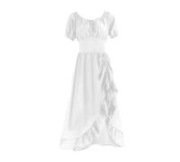 FAD-4U Abito vintage rinascimentale Cottagecore da donna maxi abito da fata medievale costume di Halloween vestito elegante a maniche corte abito da festa