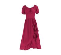 FAD-4U Abito vintage rinascimentale Cottagecore da donna maxi abito da fata medievale costume di Halloween vestito elegante a maniche corte abito da festa
