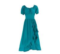 FAD-4U Abito vintage rinascimentale Cottagecore da donna maxi abito da fata medievale costume di Halloween vestito elegante a maniche corte abito da festa