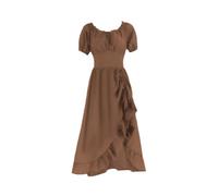FAD-4U Abito vintage rinascimentale Cottagecore da donna maxi abito da fata medievale costume di Halloween vestito elegante a maniche corte abito da festa