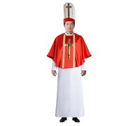 FAD-4U Costume da sacerdote da uomo, set da 3 pezzi, vestaglia, mantello e cappello, per cosplay, chiesa, Natale, Halloween, taglie dalla XS alla 3XL