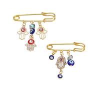 FADBBW Spilla a forma di mano di bulbo oculare portafortuna con strass e occhio di Turchia, gioiello per buona fortuna, NO, Lega di acciaio, Acciaio inossidabile