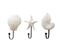 FADDR Sea Shell, appendiabiti da parete, 3 pezzi, in resina, a forma di conchiglia, asciugamano, cappello, appendiabiti da parete, gancio decorativo per appendere vestiti/sciarpe/gioielli.