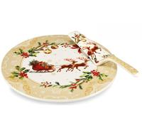 Fade Agrifoglio Piatto Torta Natalizio con Paletta D 30 Cm Multicolor