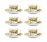 Fade Agrifoglio Set 6 Tazze Caffè Natalizie con Piattino 100 Ml Multicolor