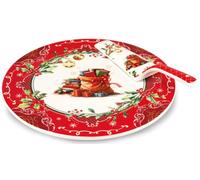 Fade Cadeaux Piatto Torta Natalizio con Paletta D 30 Cm Rosso