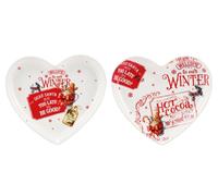 Fade Chocolate set 2 piatti cuore porcellana natalizi 16x17 cm