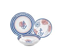 FADE Maison servizio piatti per la tavola 18 pezzi in porcellana Navy con decori marini