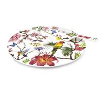 Fade Paradise, piatto torta con paletta cm 30, porcellana bianca con decoro esot