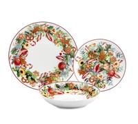 Fade Servizio di Natale Piatti Penny 18 Pz Porcellana Bianco Rossa
