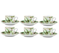 Fade Redberry Natale set 6 tazze caffè con piattino in fine porcellana