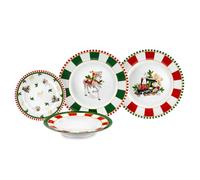 Fade Set 18 piatti natalizi servizio per 6 persone in porcellana con decori di natale "Circus"
