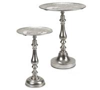 Fade Set 2 Tavolini Layla in Metallo Argento 55 x 73 Cm 42 x 66 Cm - Tavolini Moderni da Salotto