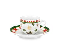 Fade Xmas Circus Natale, set 6 tazze con piattino caffè, in fine porcellana