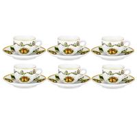 Fade Xmas Bells Natale, set 6 tazze con piattino caffè, in fine porcellana