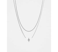 Faded Future - Confezione da 2 collane a catenina tonalità argento con ciondolo a croce No Size