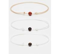 Faded Future - Confezione da 3 bracciali in corda con pietre naturali marroni-Multicolore No Size
