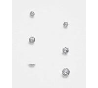 Faded Future - Confezione da 3 paia di orecchini a bottone con cristalli-Argento No Size