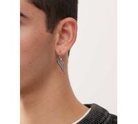 Faded Future - Orecchini a cerchio argentati con ala di piume-Argento No Size