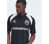 Faded Store - Maglia da calcio nera con pannello e logo-Nero XXL