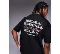 Faded Store - T-shirt nera con stampa studio sul retro-Nero 91-99 CM