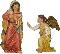 FADEDA 2 X Maria Annunciazione (con angelo) / altezza: 5 cm dipinta a mano / dettagli per presepe - Decorazione da tavolo per Natale accessori presepe